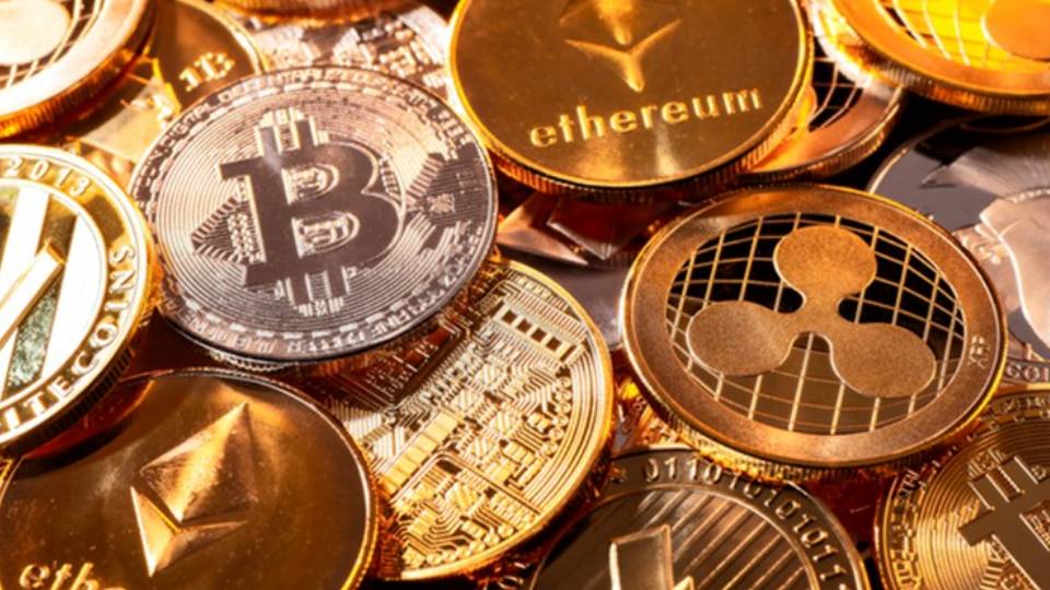 Coins of various cryptocurrencies