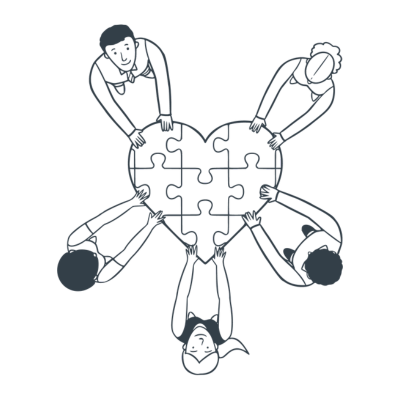 Harneys 5 people sitting around heart table