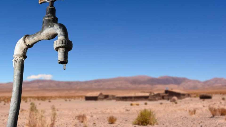 Drips faucet and dry environment in the background