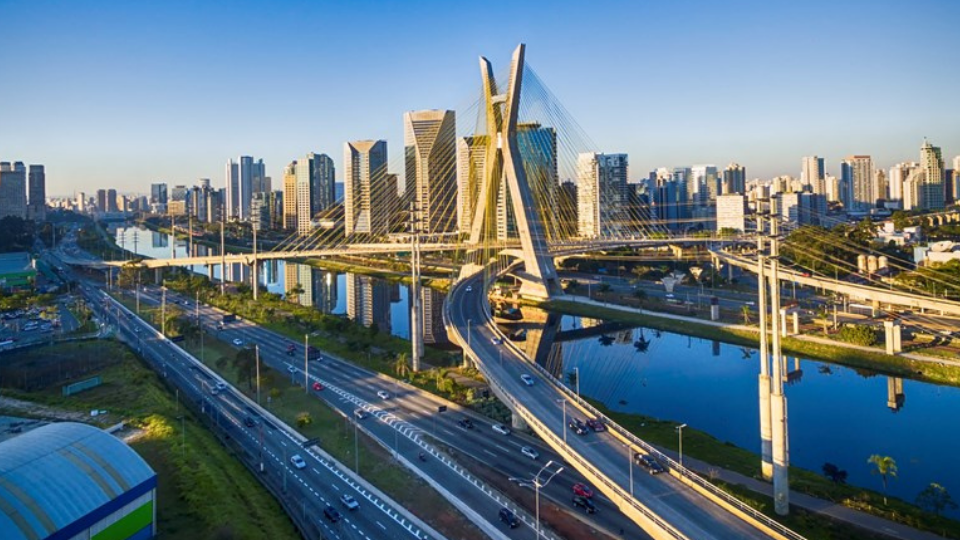 Famous cable stayed bridge at Sao Paulo city