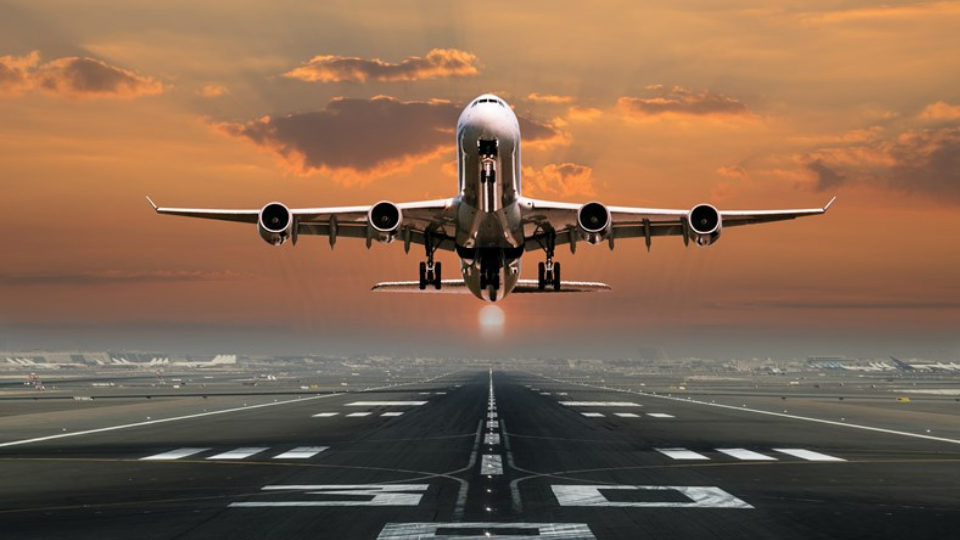 Jet plane taking off the airport