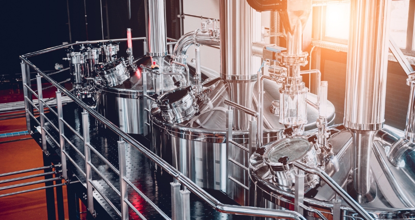 Craft beer brewing equipment in private brewery