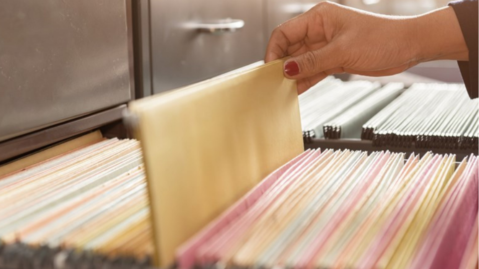 Important documents in files placed in the filing cabinet
