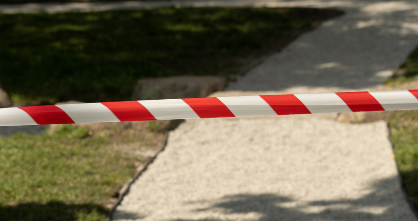 Barricade Safety Tape: Bold Caution and Safety Crime Scene stock photo