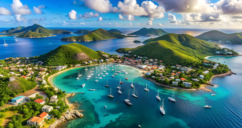AI generated coastal view with boats