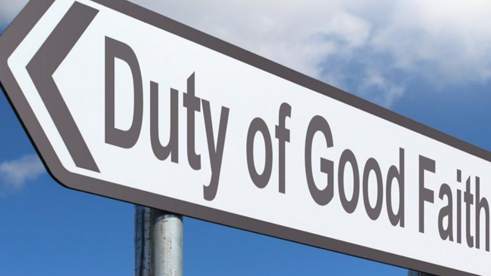 road sign with duty of good faith