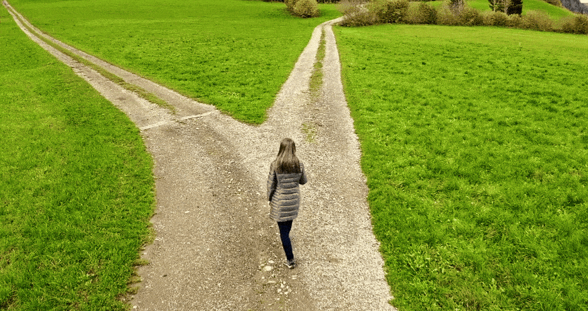 Woman at the crossroad