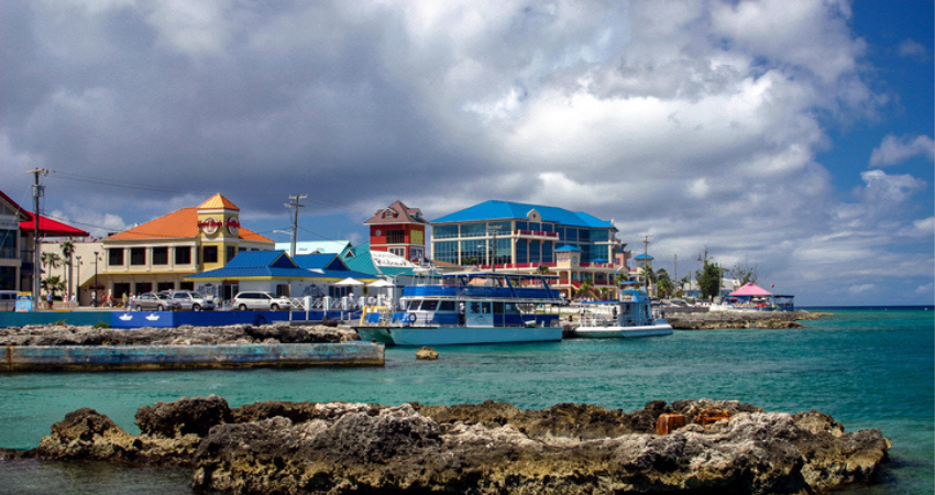 Island bay with boat