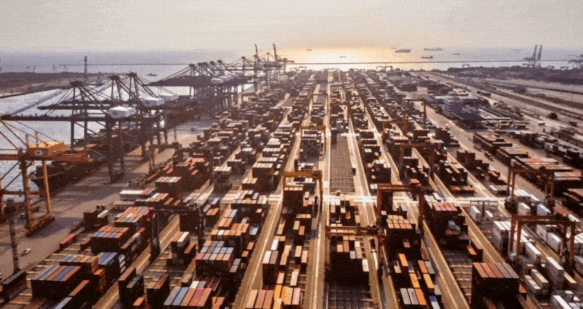 Business Container ship in export and import logistics