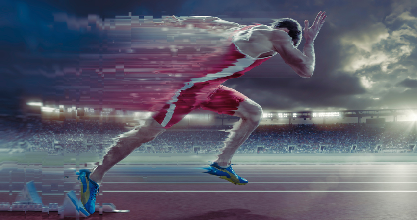 Abstract Sprinter High Speed Start To Race Motion Trail
